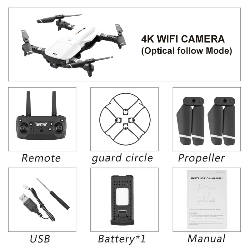 Радиоуправляемый Дрон 4k Квадрокоптер, Дрон HD камера Wifi FPV профессиональная Складная Высота удержания оптический поток селфи самолет с ДУ вертолет - Цвет: White 4K