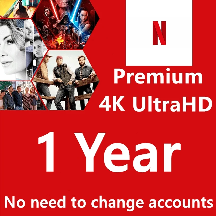 Netflix 1 год подписка на учетную запись Премиум Ultra HD Поддержка 4 экранов Android