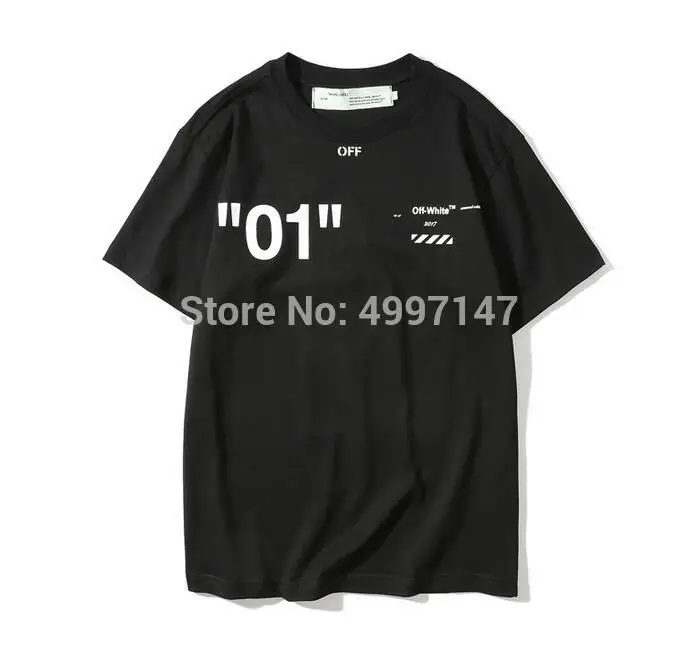 Новинка Off-White номер 01 для мужчин/женщин унисекс пара влюбленных моделей хлопок Мода Круглый вырез короткий рукав Футболка
