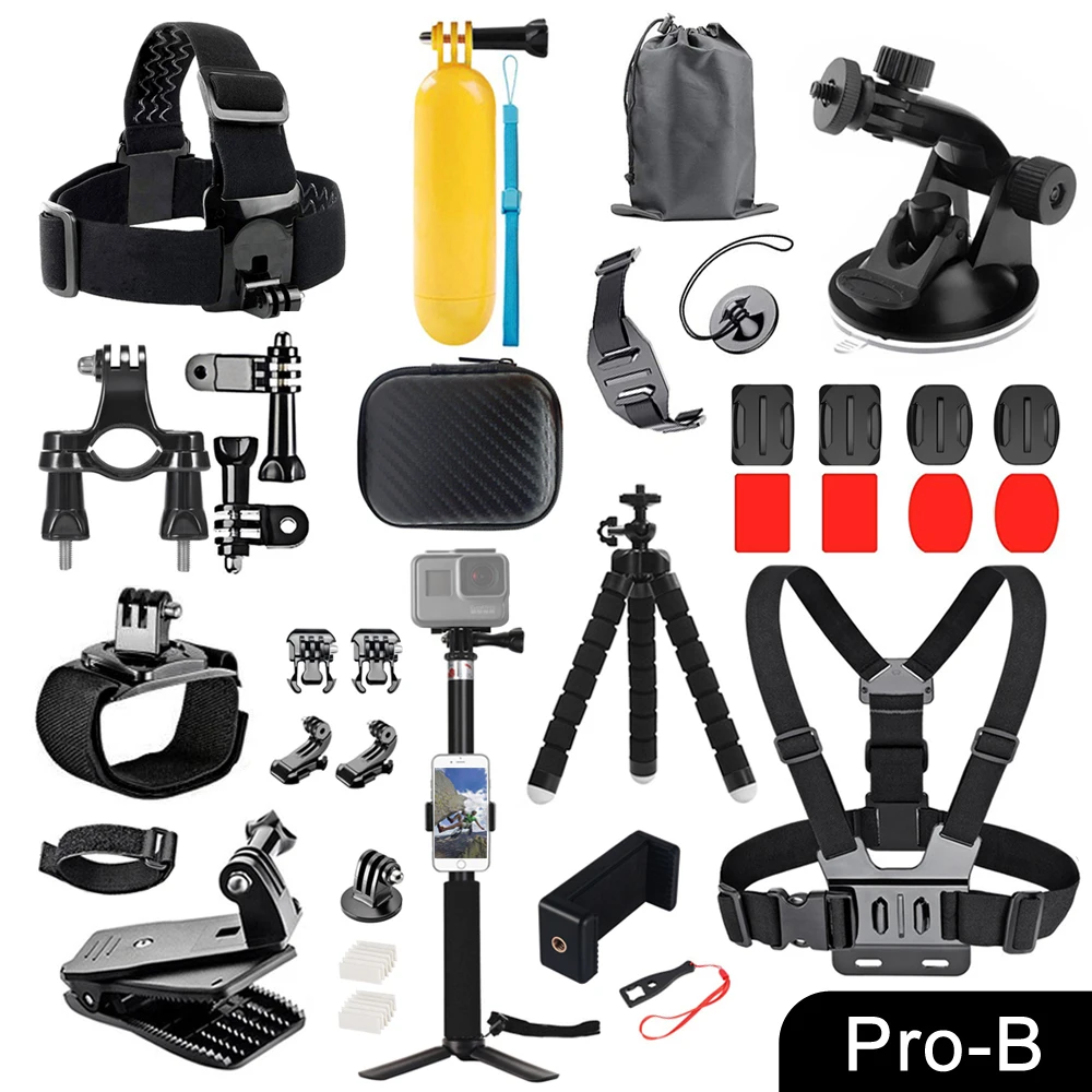 Para accesorios Gopro Set Para Go Pro Hero 10 9 8 7 6 5 4 Soporte negro  para Yi 4k Mijia Case para cámara de acción Sjcam