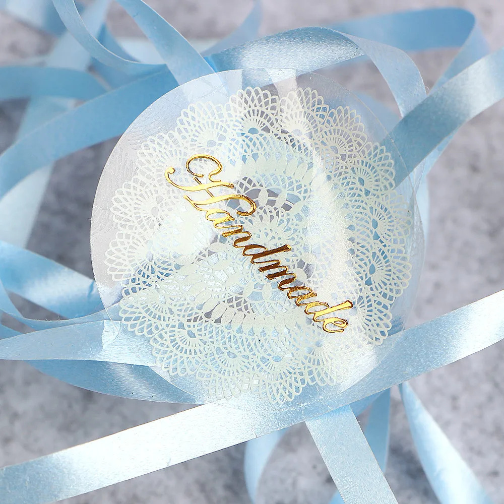 

80Pcs/lot High Quality Sticker label Transparent White Lace Seals Stickers PVC Hand Made Gift Sticke