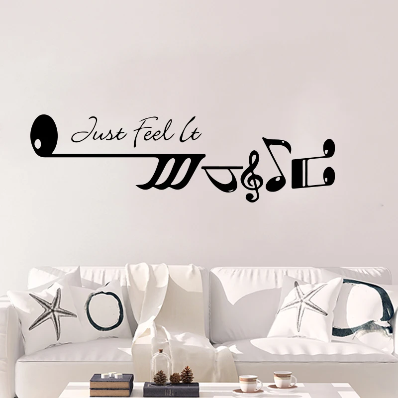 Music Qoute Words Just Feel It Wall Sticker Bedroom Kids Room Music Inspirational Qutoe Wall Decal Living Room Vinyl Decor (2)
