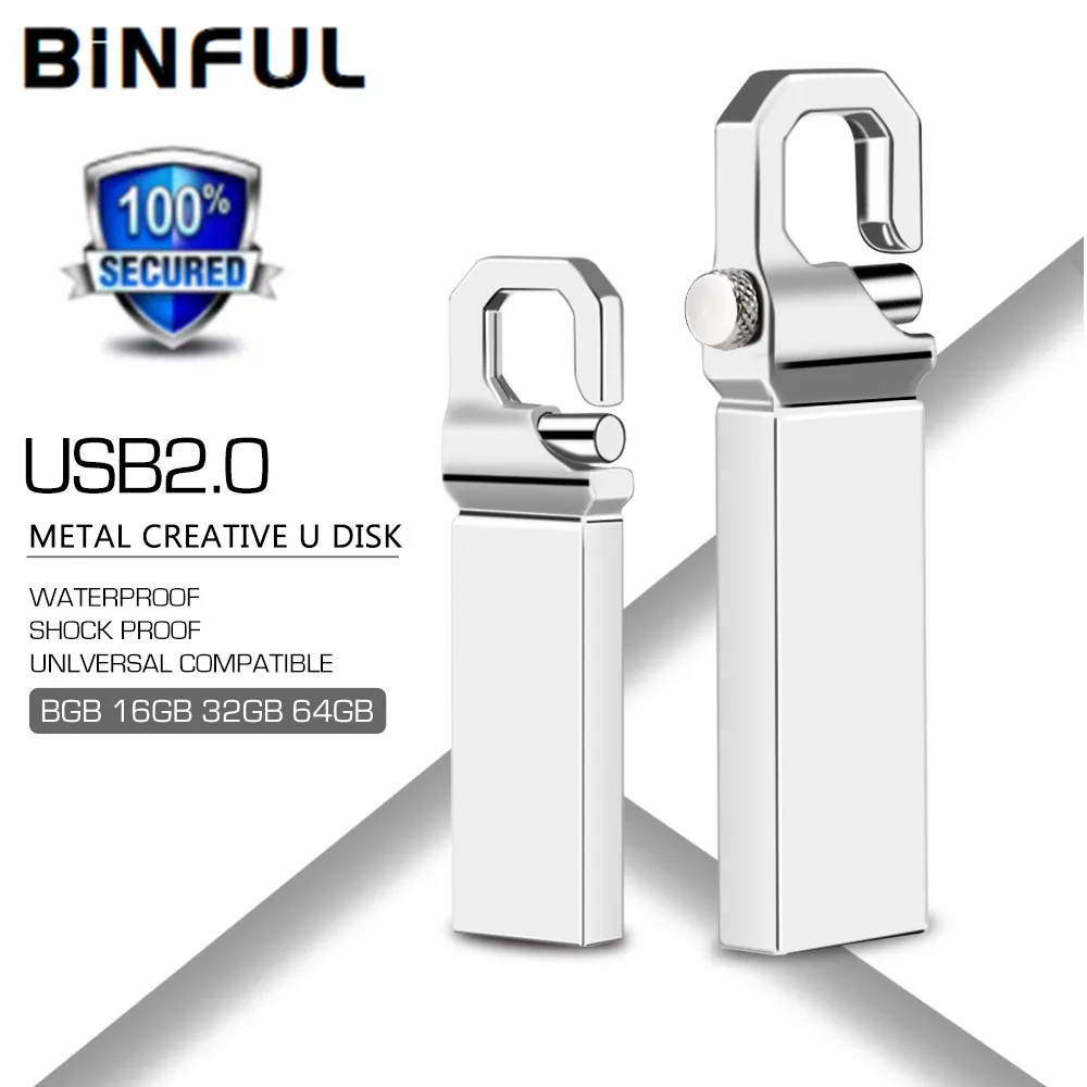 цена BiNFUL Pendrive Metal waterproof pen drive USB 2.0 Usb Flash Drive 4GB 8GB 16GB 32GB 64GB 128GB 256GB 512GB Commercial LOGO