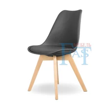 2 шт обеденный стул кухонный стул на деревянной основе pu сиденье пластиковая спинка деревянный стул черная для кухонной мебели в Россию