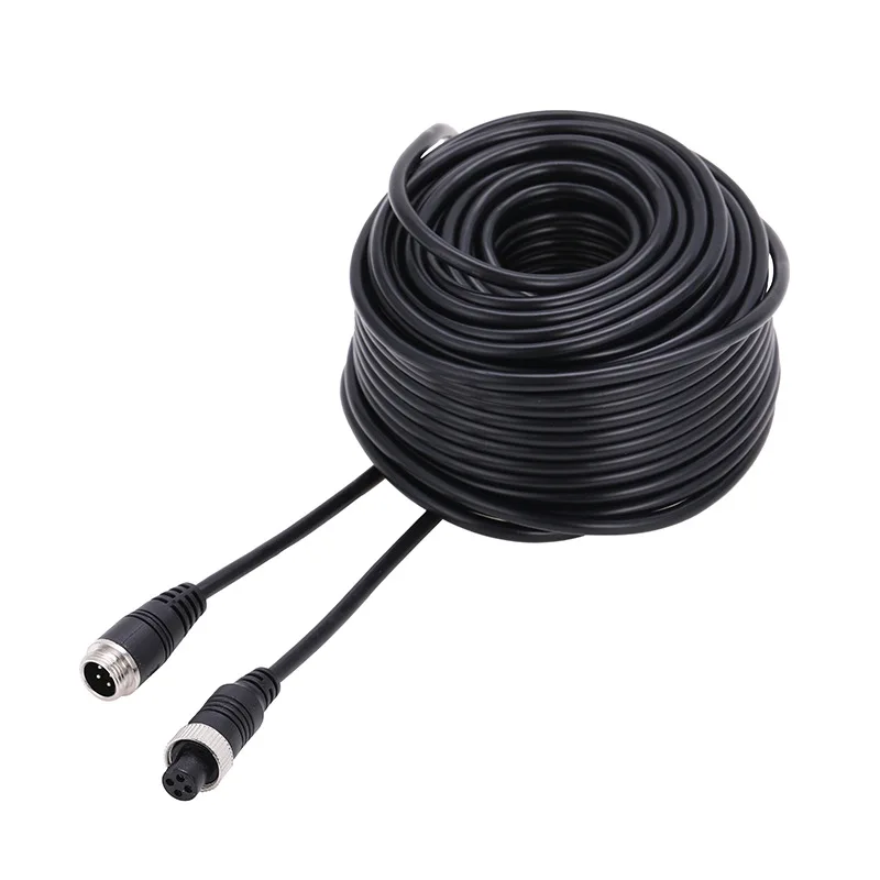 4-Pin Aviation Video Extension Cable 5M 15M for Truck Bus Monitor and Rear View Camera Connection