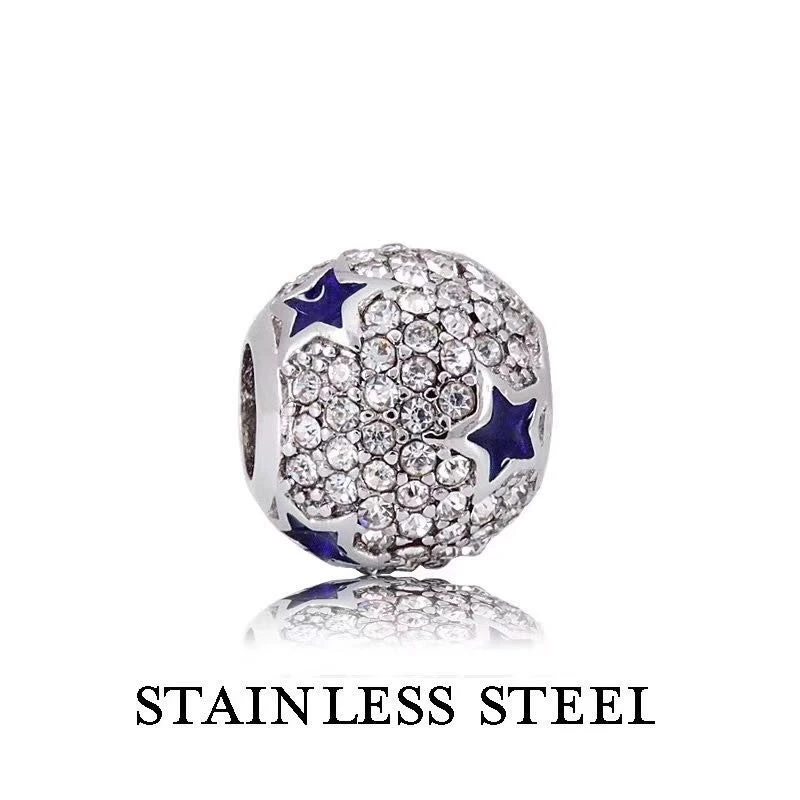 Spherical crystal Shape Charms With Purple Stars Stainless Steel Charms For Girl Fashion Jewelry Fit Necklace& Bracelet