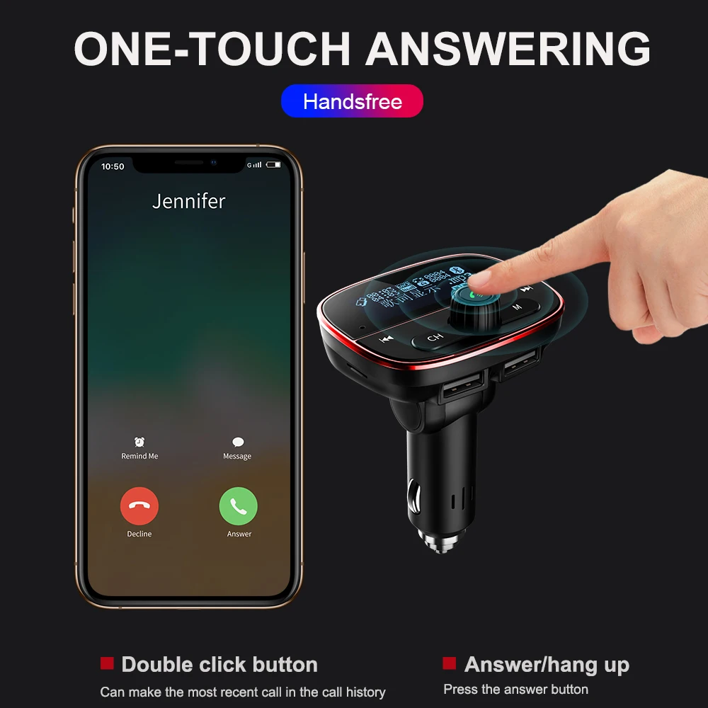 Bluetooth fm-передатчик Автомобильный Bluetooth умный Bluetooth автомобильный комплект зарядное устройство Handsfree Dual USB 3.1A портативный