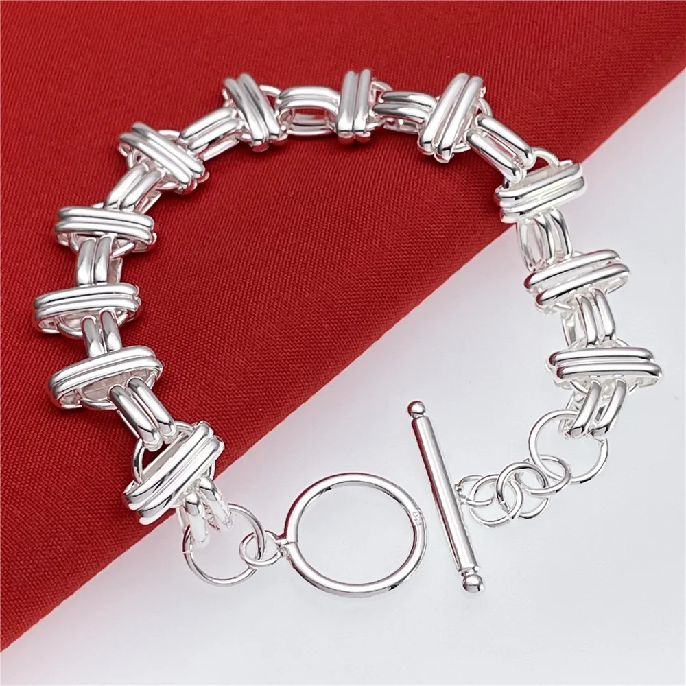 

925 Sterling Silver Bracelet, Round, Cross And Pendant, Bracelet For Women, Jewelry Gift For Valentines Day