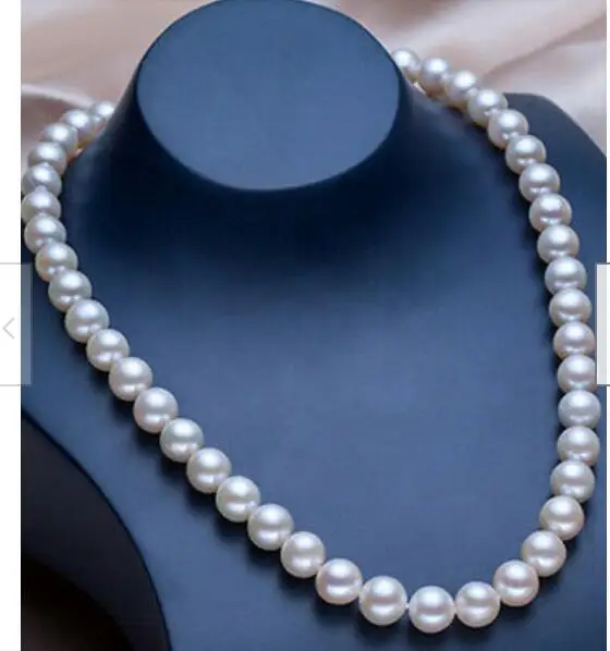 

HOT AAA 10-11MM ROUND SOUTH SEA GENUINE WHITE PEARL NECKLACE 18" 36