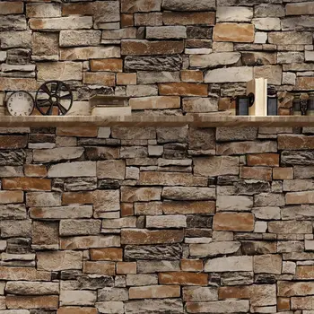 

3D 3D Rustic Brick Wallpaper Stereoscopic Modern Design Roll Pearly Rustic Forest Woods Bedroom Living Room Wall Paper Home 10 x