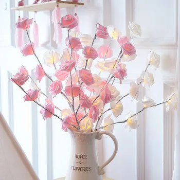 Thrisdar 20 Inches 20 Led Tak Licht Rose Bloem Maple Bladeren Fairy String Light Garland Wilgentakje Verlichte Tak Lampen