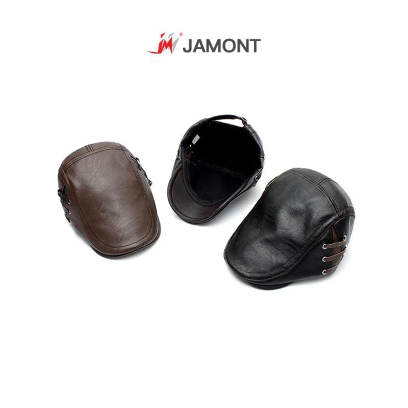 JAMONTT, Ретро стиль, мужская шапка, зимняя, козырек, шапка из искусственной кожи, берет, модная, повязка, мужская шапка, Зимняя кепка, шапка для папы