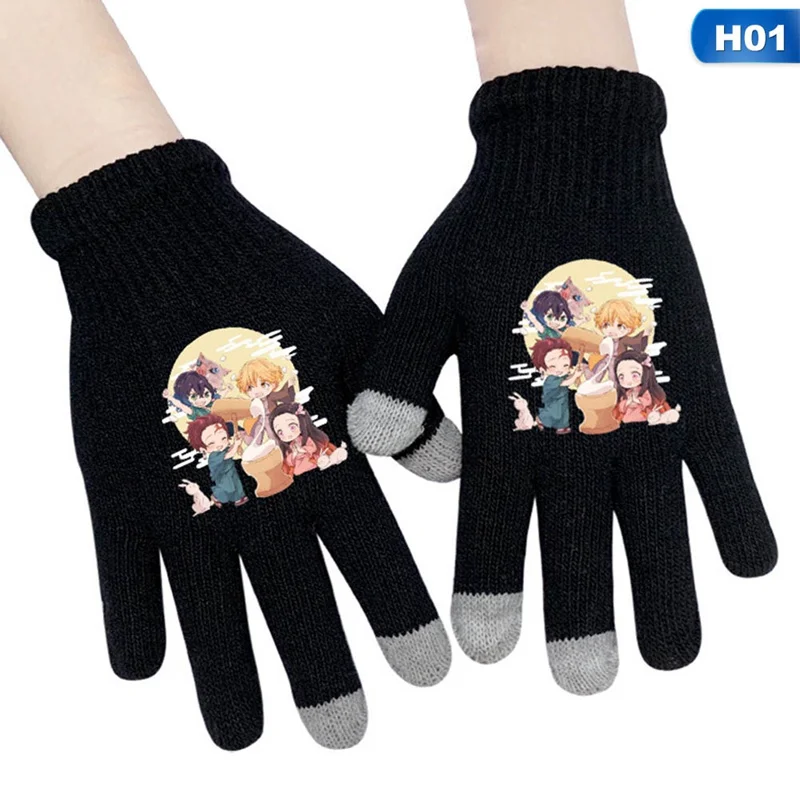 Перчатки с героями мультфильмов, аниме, демон, убийца, Kimetsu no Yaiba, перчатки на палец - Цвет: GLV0706H01