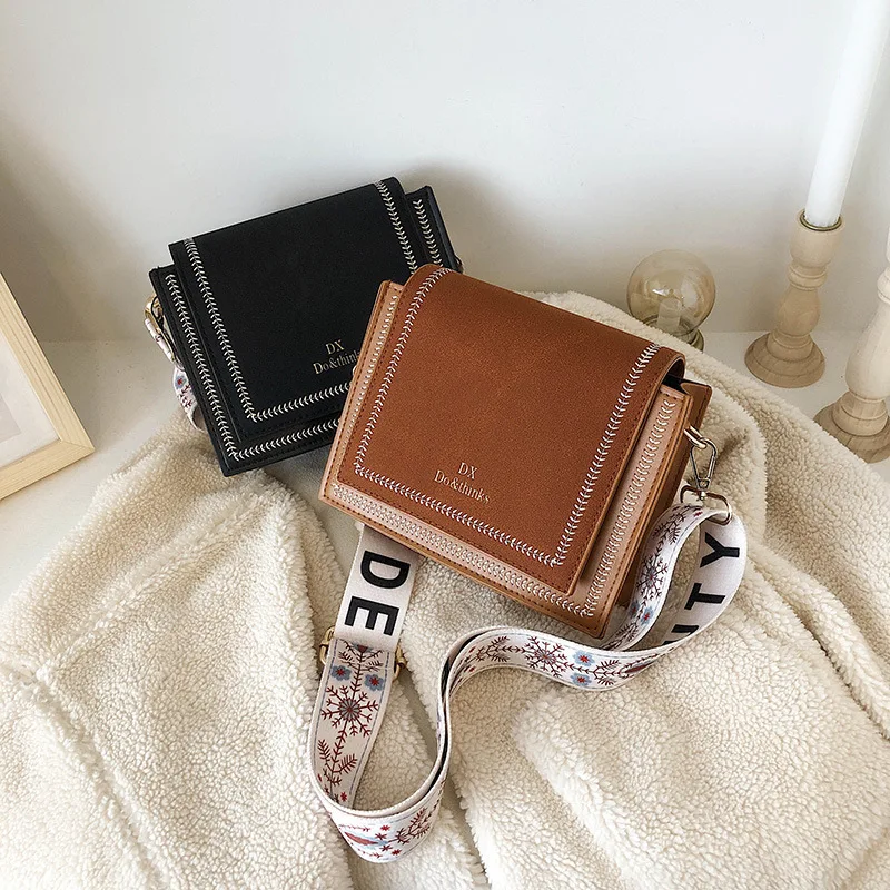 

2019 New Style WOMEN'S Bag Trend Versatile Retro Square Sling Bag Korean-style Fashion Broadband Messenger Bag