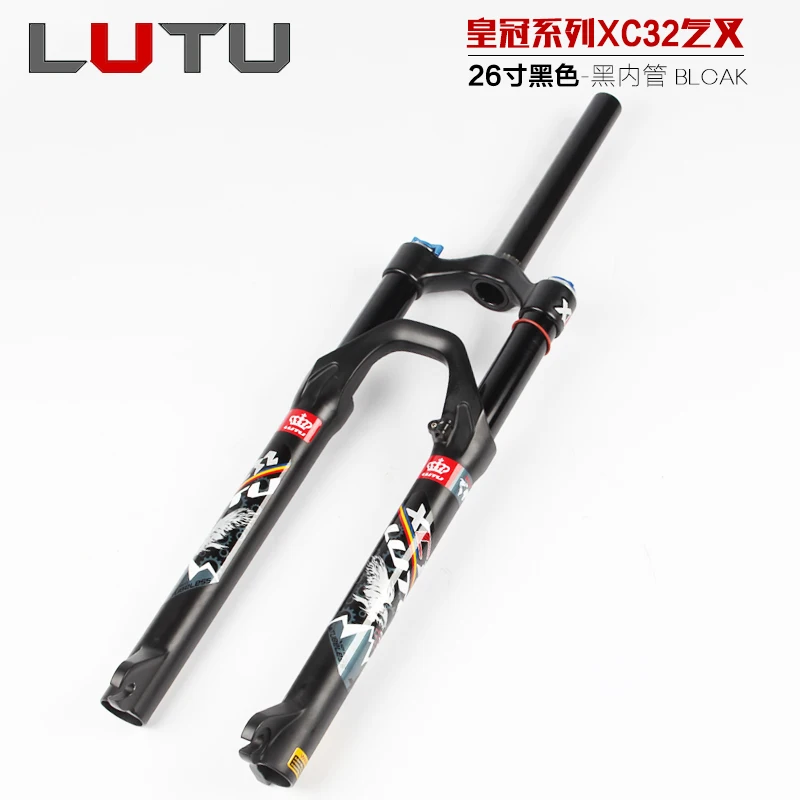 26 black black tube LUTU MTB горный велосипед передняя вилка 26 дюймов амортизационная вилка контроль давления на плечо с замком золотого и черного цвета внутри трубки - Цвет: 26 black black tube