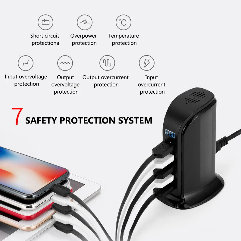 Зарядная станция с 5 портами USB Настольная док несколькими s зарядное устройство