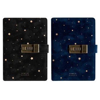 

B6 Suede Travel Notebook with Combination Lock Password Star Agenda Diary Journal Notepad Stationery