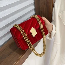 Luxury women clutch bag high quality velvet chain female designer shoulder Messenger bag evening package party small square bags