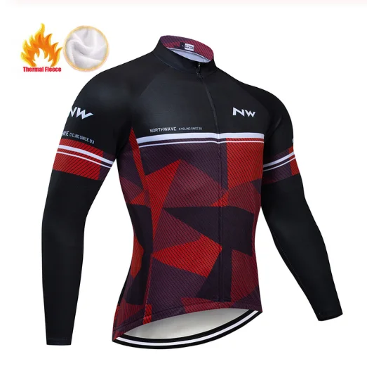 Команда NW Для мужчин с длинным рукавом Велосипедная форма Ropa Ciclismo Invierno Hombre зима Термальность флис Велоспорт Джерси комбинезон комплект - Цвет: Jersey