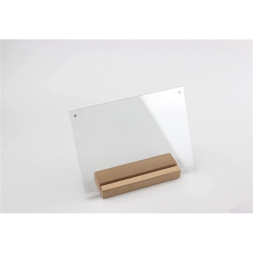 130 90mm Acrylic Label Holder Frame Merchandise Name Card Price Tag Poster Photo Frame Wooden Picture