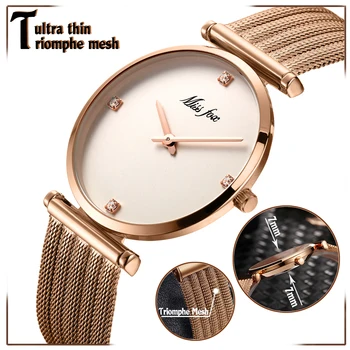 

MISSFOX Ladies Watch Fashion Simple Thin Design Creative Without Second Hand Waterproof Stainless Diamond Luxury Ladies Watches