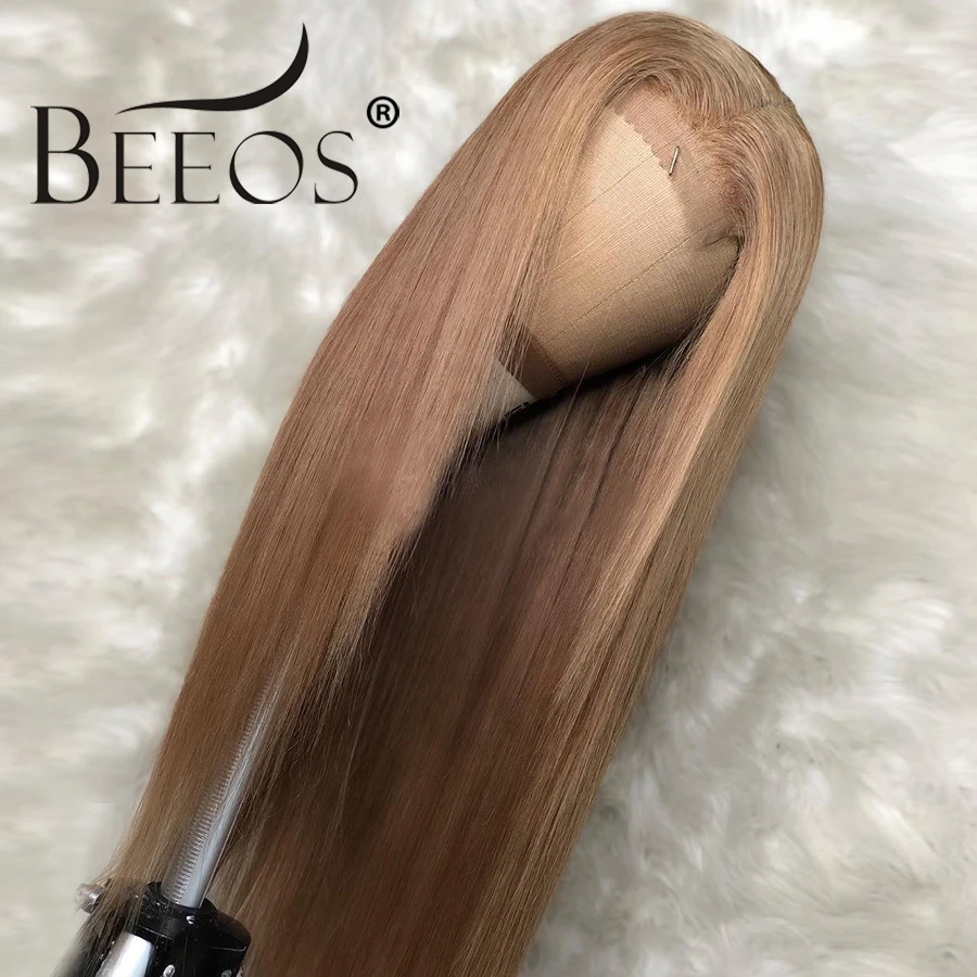 Beeos блонд цветные 13x6 человеческие волосы на кружеве парики для женщин Preuvian прямые волосы на фронте парик remy волосы предварительно сорванные