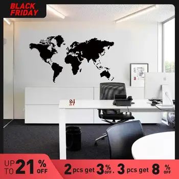 

large World Map Wall Stickers For House Decor Vinyl Decals Living Room Map Sticker Bedroom Decor Wallpaper ملصقات