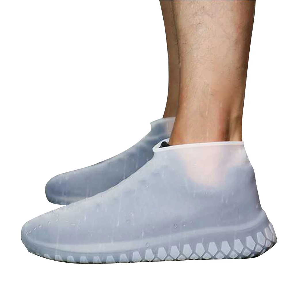 Водонепроницаемые чехлы для обуви; резиновые чехлы; силиконовые непромокаемые сапоги; нескользящие Моющиеся Многоразовые водонепроницаемые защитные чехлы для обуви; унисекс - Цвет: white
