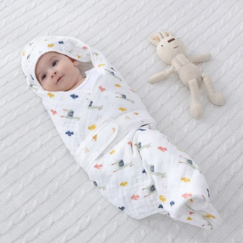 

Newborn Baby Sleeping Bag Cotton Gauze Toddler Baby Swaddling Wrapping Blanket for Kids Soft Touch for Baby Skin Linen Sleepsack