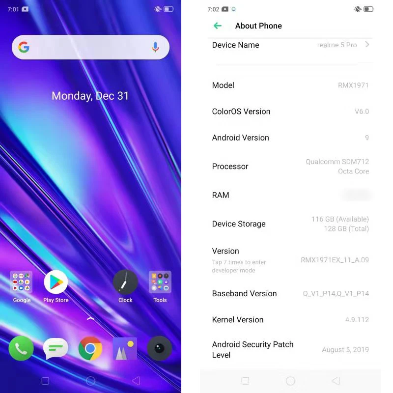 Realme 5 Pro 4GB 128GB Смартфон Snapdragon 712AIE Восьмиядерный 48MP четырехъядерный мобильный телефон 4035mAh VOOC 20W быстрое зарядное устройство