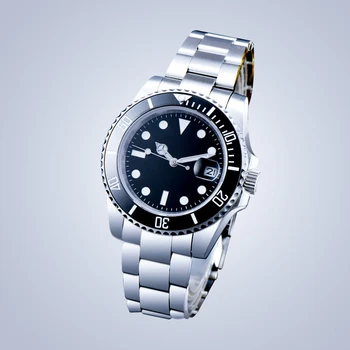 

40 mm Black sterile dial sapphire crystal black ceramic bezel date Automatic movement watch A21-21