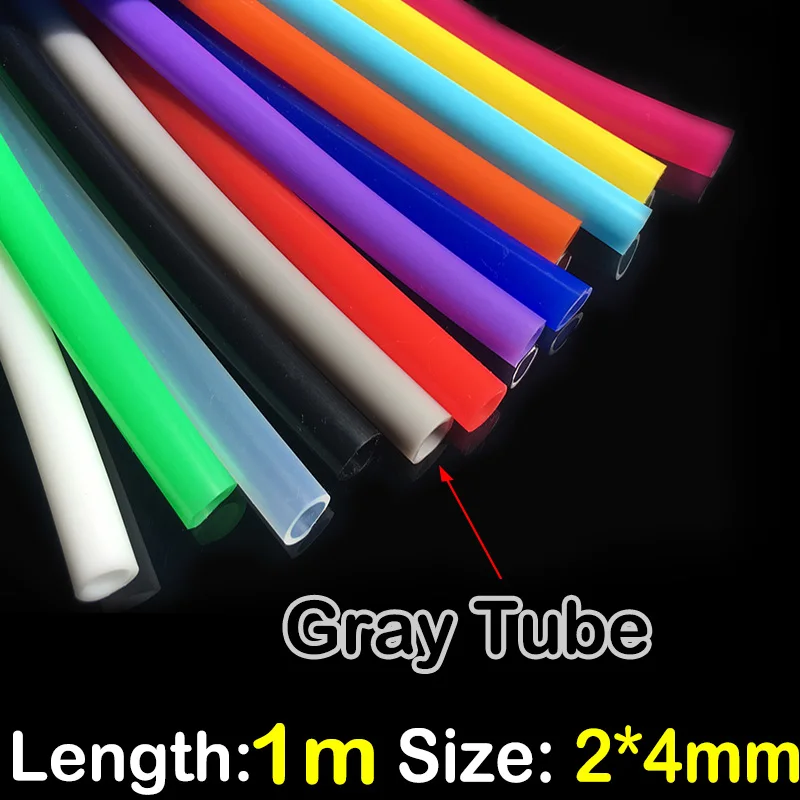 Colorful Soft Silicone Rubber Tube - Food Grade Flexible Hose, 1 Meter Length, 2mm x 4mm Diameter