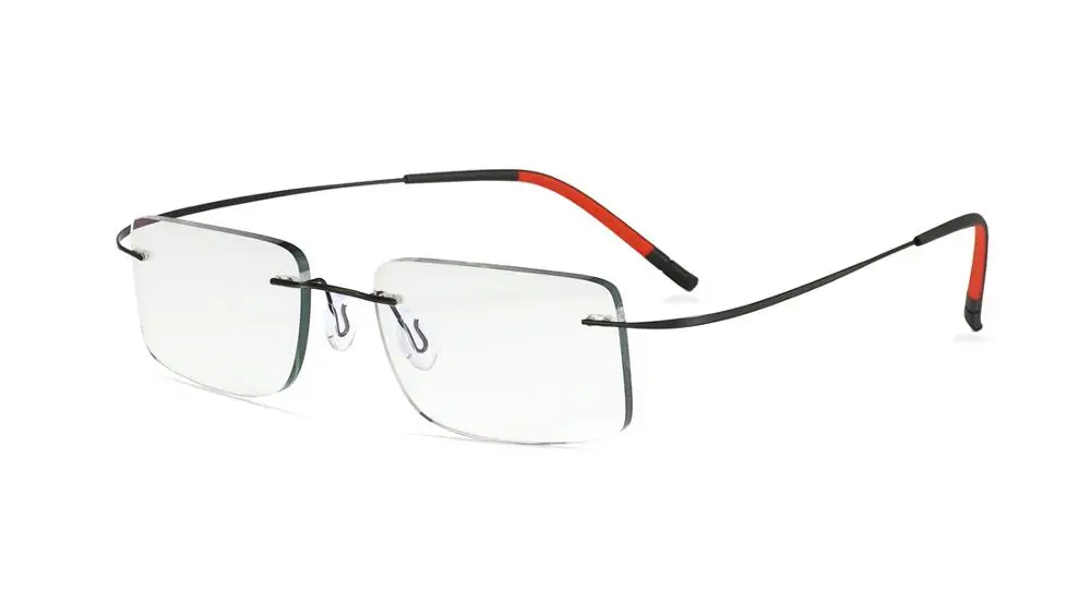 Pure Titanium Eyeglasses Frames Rimless Ultralight High Elasticity Optical Glasses Frame No Screw Design Rimless Spectacles - Цвет оправы: Черный