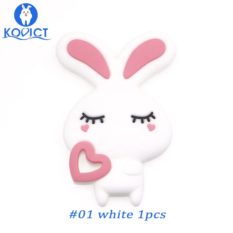 NO.01 white 1pcs Kovict Кролик Детский силиконовый Прорезыватель грызунов BPA без еды Силиконовый Прорезыватель для зубов для кормящих сосок зажим силиконовые бусины - Цвет: NO.01 white 1pcs
