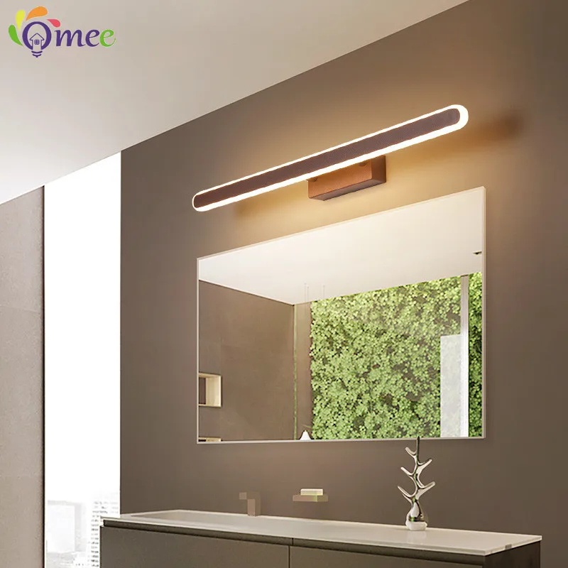 Modern Led Mirror Lights Lamp for Mirror Bathroom Wall Lamps Sconce Length 40cm 800mm Brown Color Finishes Home Hotel Lighting