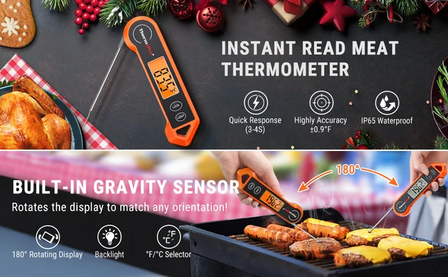 ThermoPro TP19H Waterproof Digital Instant Reading BBQ Thermometer Big  Screen Meat Thermometer With Lock Function