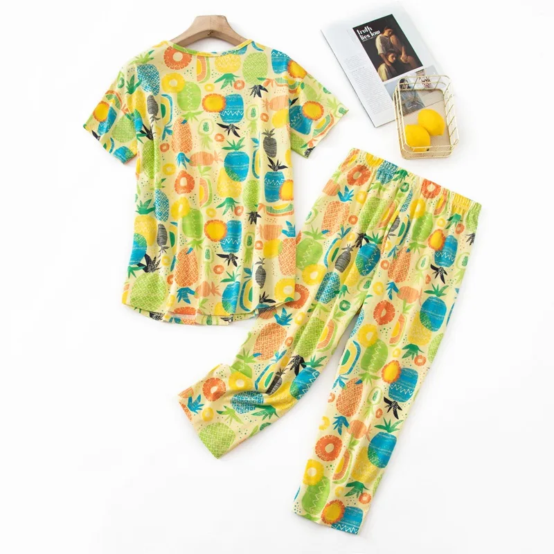 Summer Women Casual Loose Pajama Sets Ladies Soft Cotton Sleepwear Suit Women's Pijama Mujer Grande Oversize Home Clothes