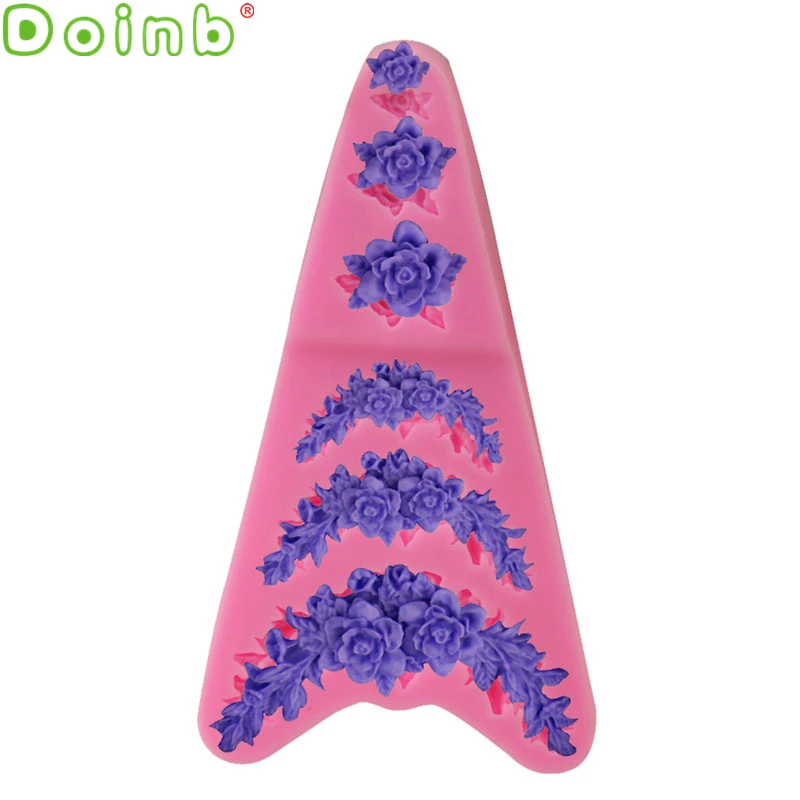Relief Rose Flower Leaf Silicone Molds Cupcake Decoration Fondant Cake