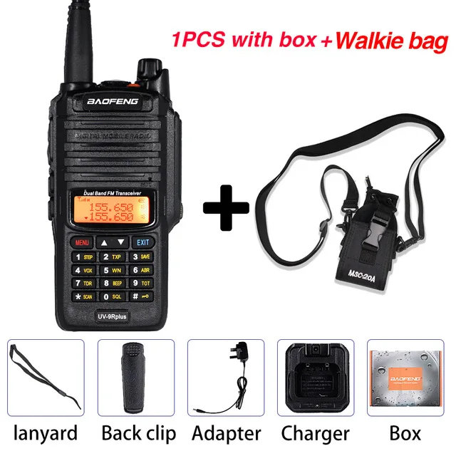 Мощный 10 Вт Baofeng UV-9R plus Walkie Talkie UV9R портативный CB Ham Радио 9rhp двухдиапазонный КВ трансивер 4800 мАч двухстороннее радио - Цвет: Add Nylon bag