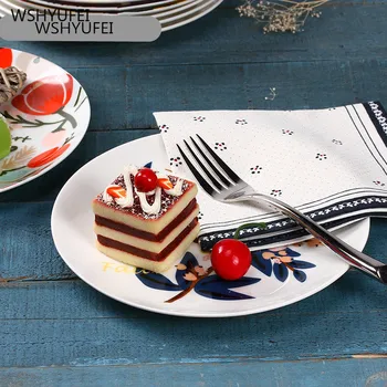

1pcs Ceramic Secret Garden 8 Inch Dinner Plate Service Plate Disc Western Steak Disc Kitchen Board Wedding Tableware Set