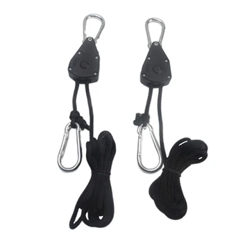 

1/8 Grow Gardening Supplies 150lb Capacity Light Led Heavy Duty Ratchet Lifting Home Adjustable Hanger Pulley Rope
