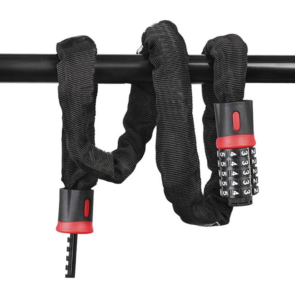 

Bicycle lock chain anti-theft lock 5-digit code lock bicycle motorcycle chain lock portable bicycle anti-theft chain lock