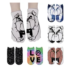 Новые женские хлопковые носки с 3D принтом, Милые Носки с рисунком собаки из мультфильма Harajuku носки с низкой лодыжкой, носки унисекс ZAS11