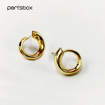 

Peri'sBox Gradual Circle Solid Gold Stud Earrings C Shape Irregular Earrings for Women Minimalist Geometric Earring Instajewelry