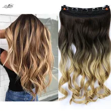 Grampo na extensano do cabelo resistente ao calor falsos шиньоны для волос ondulados longos penteados sintético grampo em удлинитель