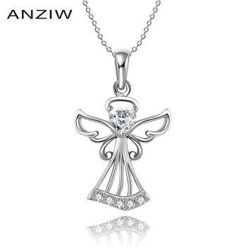 

Luxury 925 Sterling Silver Pendant Necklace for Women Adorable Angel Cherub Long Chain Necklace Wedding Silver Jewelry