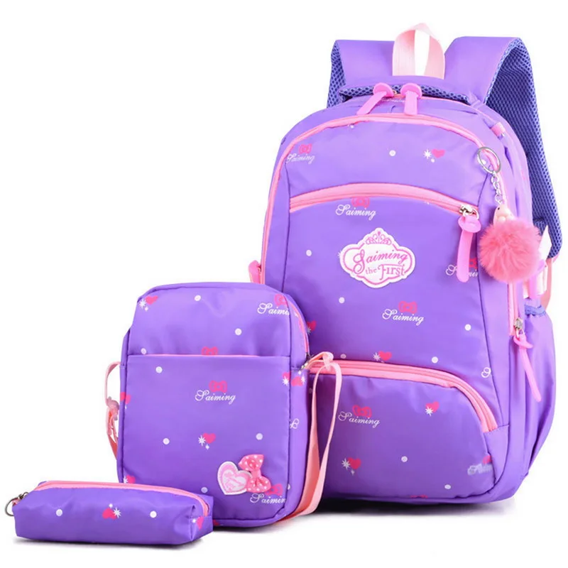 3 шт./компл. Для женщин рюкзак для девочек-подростков рюкзаки парусиновый принтованный рюкзак Ruck сумка через плечо женские школьные сумки - Цвет: purple2