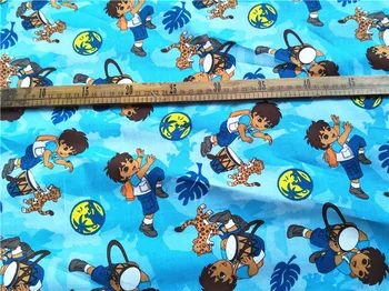 

50*110CM 100% Cotton Fabric Patchwork Cartoon Boy and Ball Printed Fabric Boys Clothes Quilting Sewing Handmade Material