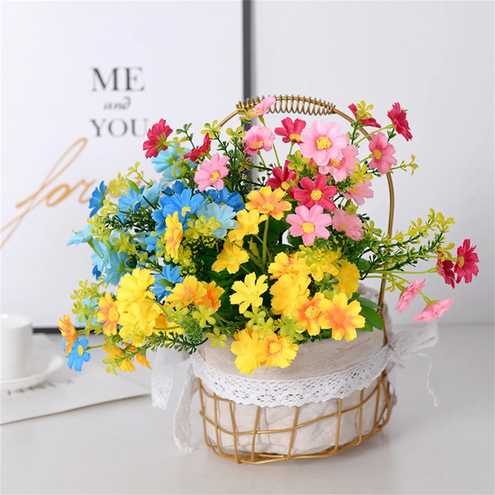 4PC 28 small daisies simulation bouquet Outdoor Artificial Flowers UV