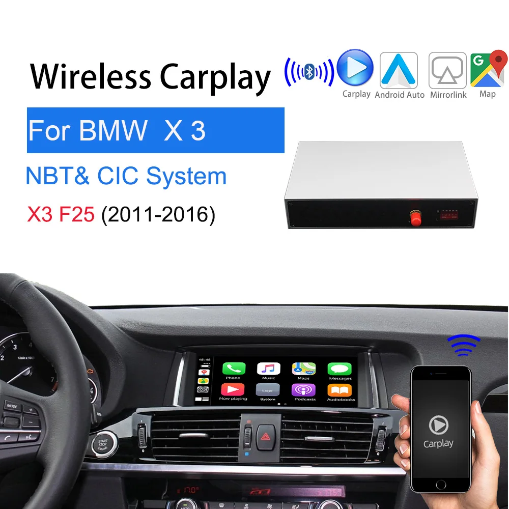 25 Wireless Apple Carplay For BMW NBT X1 X3 X4 X5 2014-16 Support HD Touch Screen Multimedia Player Video Interface GPS Navigation